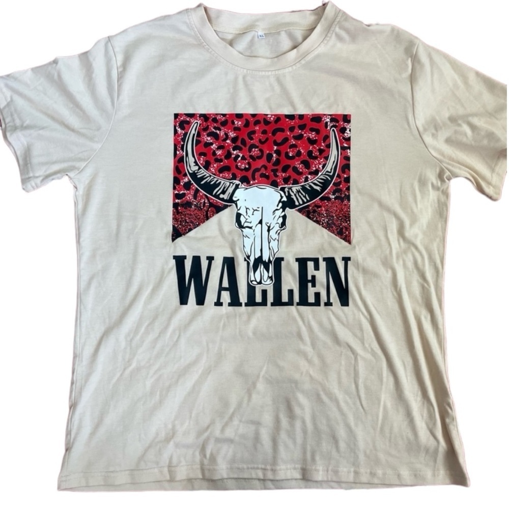 Woman's XL Wallen shirt with bull skull on front. #country #wallen #music